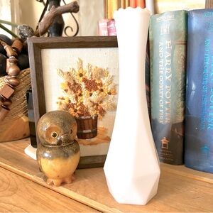 Vintage E. O. BRODY Milk Glass White Bud Vase "M-147" 8-3/4 Tall. GEOMETRIC